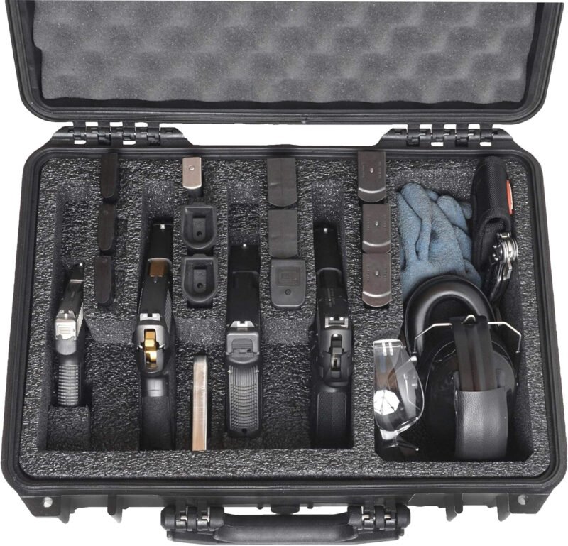 Case Club 5 Pistol and 20 Magazine Pre-Cut Heavy Duty Waterproof Case with Included Silica Gel Canister to Help Prevent Gun Rust (Upgraded Gen-3)
