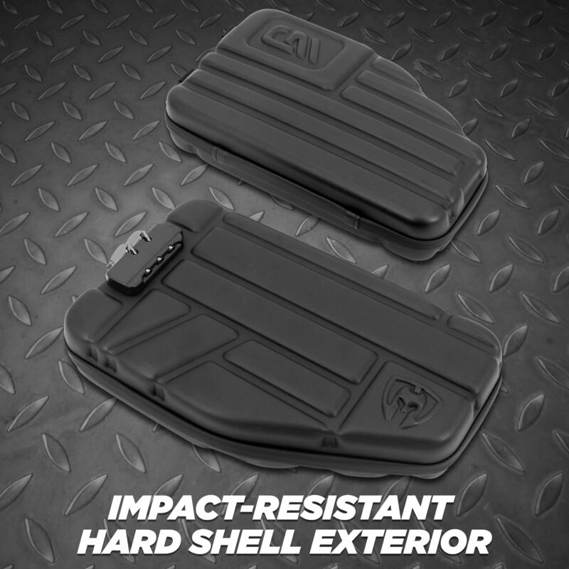 CASEMATIX Locking Pistol Case Fits Small to Large 9mm Pistols with Room For Extra Clips and Attachments – Portable EVA Gun Rug Handgun Case with Foam, Snap In Zippers, Water Resistant, Shoulder Strap