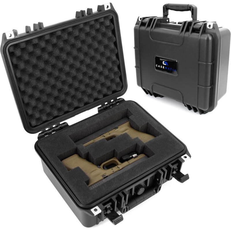 CASEMATIX Two Gun Hard Case for 2 Handguns – TSA Approved Waterproof & Shockproof 2 Pistol Hard Case, Double Handgun Case with Accessory Storage for Multiple Magazines and Other Accessories