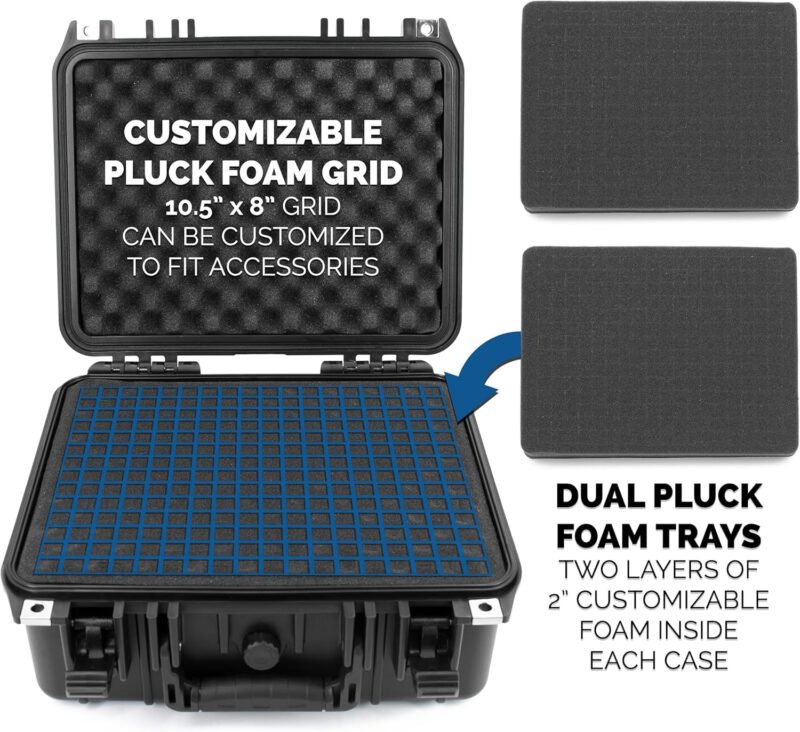 CASEMATIX Two Gun Hard Case for 2 Handguns – TSA Approved Waterproof & Shockproof 2 Pistol Hard Case, Double Handgun Case with Accessory Storage for Multiple Magazines and Other Accessories