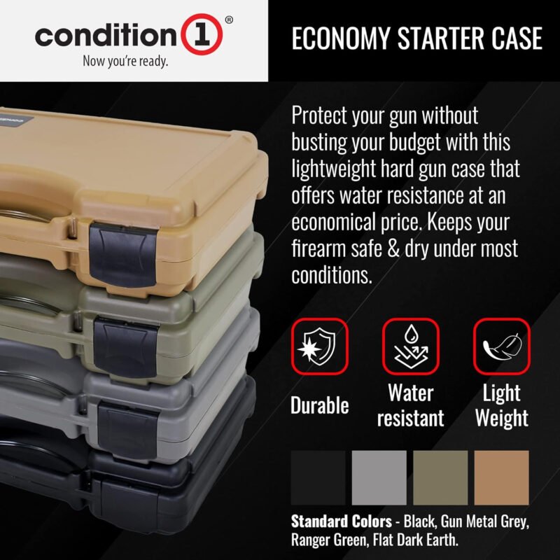 Condition 1 14″ Economy Plastic Hard Case Model 1763 for Handgun, Revolver, Firearm, Pistol Lockable Protective Travel Storage Case, Made in USA, 14″x10.32″x3.57″