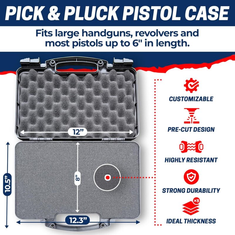Cedar Mill Fine Firearms TSA Approved Gun Case – Gun Carry-on Bag for Handgun & 9mm Pistol, Revolver – Airline Approved Hard Case – Travel Pistol Carrying Bag (12.3” x 10.5”)