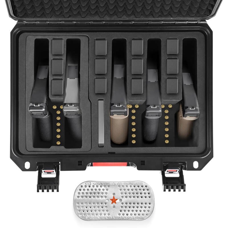 Gun Cases for Handguns 5 Pistol Case &12 Magazine Pre-Cut Multiple Pistols Shockproof Waterproof Hard Pistol Cases with Desiccant tsa Approved Firearm Travel Case