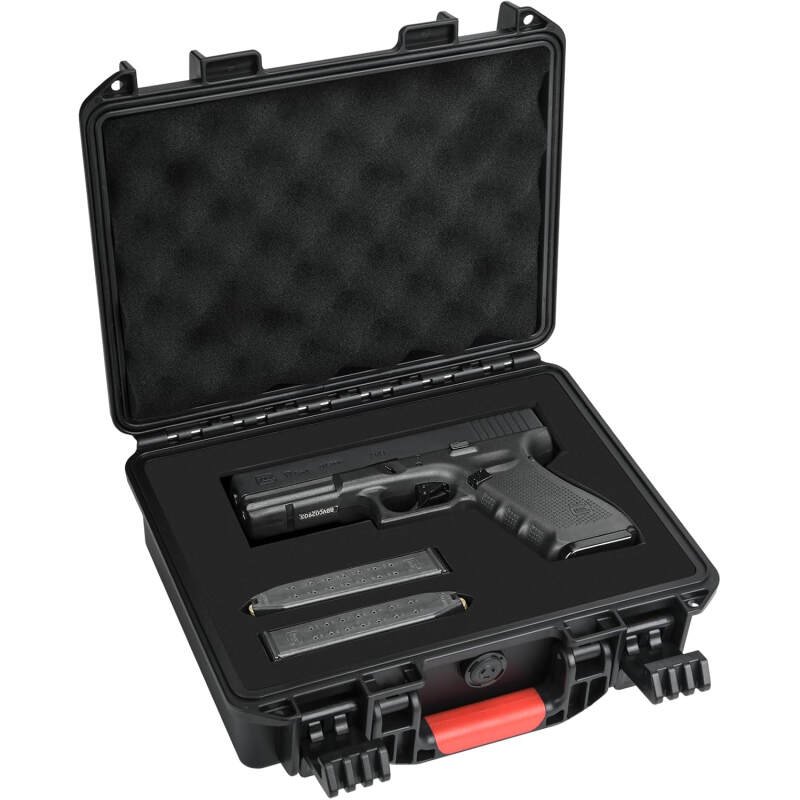 Gun Case TSA Approved Pistol Case Hard Shell Waterproof with DIY Customizable Pre-cut Foam Insert – Travel Gun Case for Gun Case 9mm