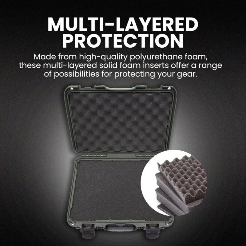 NANUK 910 Hard Case with Foam Single Sporting Gear, IP67 Waterproof Hard Storage, Made in North America Short Case with foam– (14.3’’ x 11.1’’ x 4.7’’)