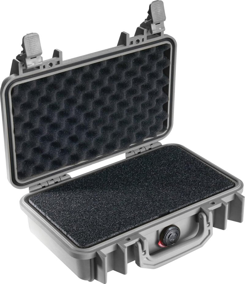 Pelican 1170 Case with Foam – Multi-Purpose Hard Shell Case with Foam for Camera, Drone, Pistol, Equipment, Electronics, and Gear (Silver)