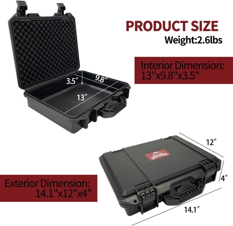 Sutekus Hard Pistol Case Handgun Case Waterproof Pistol Carrying Cases With Foam Gun Accessories