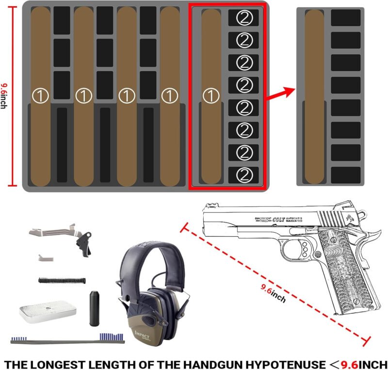 TSA Gun Pistol Case for 6 Handguns – Holds 6 Hand Gun Case & 24 Magazines, Pre-cut Waterproof Carrying Hard Shell Pistol Case for Multi Pistols, Storage Box for Beretta, Smith and Wesson, for Glock
