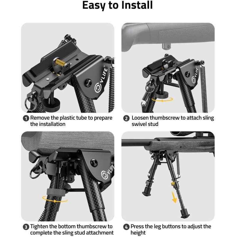 CVLIFE Rifle Bipod, 6-9 Inch Adjustable Super Duty Tactical Bipod