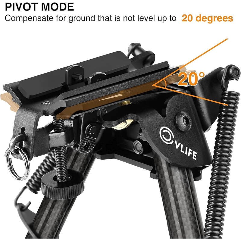 CVLIFE Rifle Bipod with Pivot Tilt, Swivel Stud, and Detachable S Lock Lever for Stability and Target Shooting