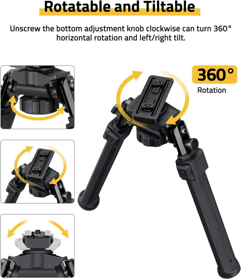 CVLIFE Bipod Compatible with M-Rail Bipods for Rifles Tactical Rifle Bipod Sturdy Portable Height Adjustable Bipod for Hunting Shooting Outdoors