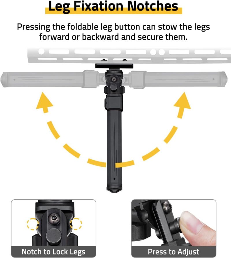 CVLIFE Bipod Compatible with M-Rail Bipods for Rifles Tactical Rifle Bipod Sturdy Portable Height Adjustable Bipod for Hunting Shooting Outdoors
