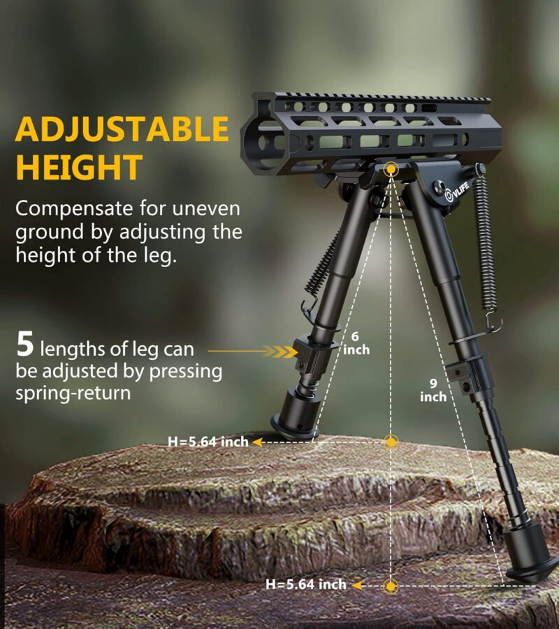 CVLIFE Bipod 6-9 Inch Lightweight Rifle Bipod for M-Rail Attach Directly for Hunting and Shooting