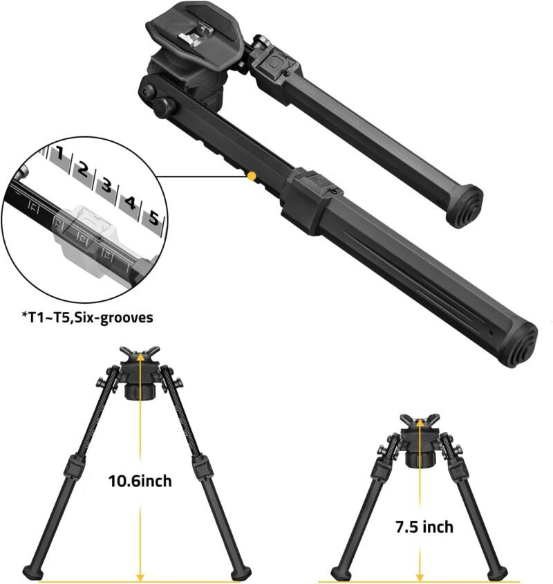 CVLIFE Bipod for Shooting and Hunting,Rifle Bipod Sling Mounting Bipod for Rifle Made of Lightweight High-Strength Polymer