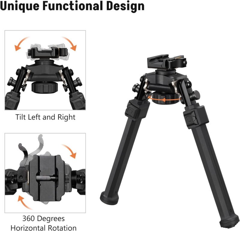 MidTen Quick Release Bipod for Hunting and Shooting Swivel Tilt Bipods for Rifles Picatinny Bipod Lightweight Rifle Bipod 360 Degrees Adjustable