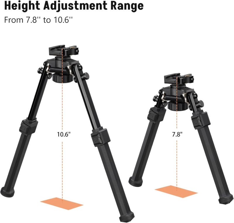 MidTen Quick Release Bipod for Hunting and Shooting Swivel Tilt Bipods for Rifles Picatinny Bipod Lightweight Rifle Bipod 360 Degrees Adjustable