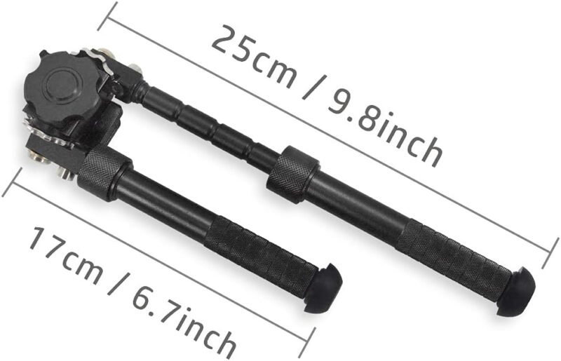 UUQ QV8 6’- 9’Tactical Rifle Adjustable Bipod, CNC Quick Detach Lever for Picatinny Rail Mount(360 Degree Swivel), for Hunting Shooting and Outdoors, w/Spike Feet