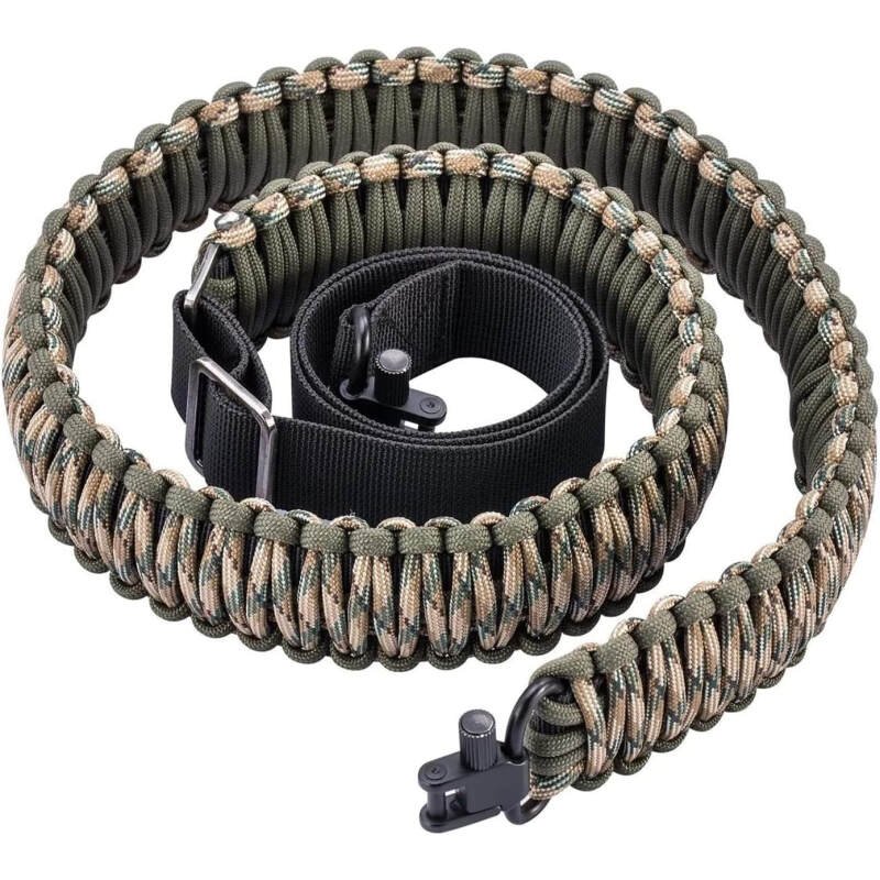 VVAAGG Two-Point Paracord Sling with Swivels, Non-Slip Paracord Sling Quick Adjustable Length Strap for Hunting