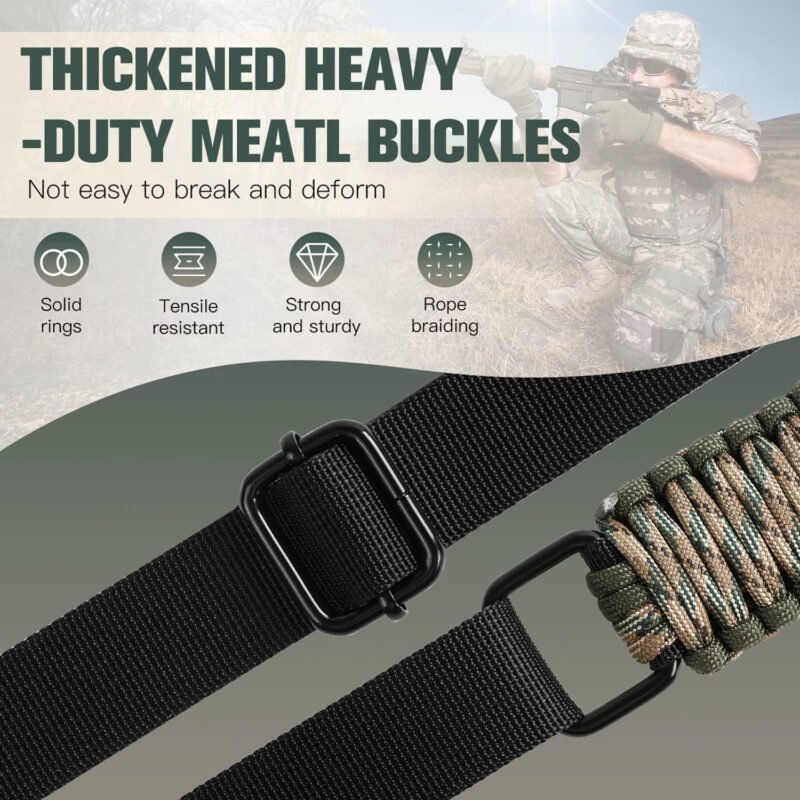VVAAGG Two-Point Paracord Sling with Swivels, Non-Slip Paracord Sling Quick Adjustable Length Strap for Hunting