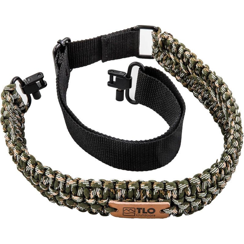 TLO Outdoors Paracord Gun Sling – Tactical 2-Point Rifle Sling, Extra Wide, Adjustable Strap with Swivels for Rifle, Shotgun, and Crossbow for Hunting, Shooting, Gun Safety (550 Rated Nylon)