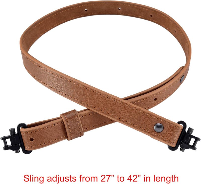Raiseek Rifle Gun Sling Buffalo Hide Leather with Mil-Spec Swivels,Durable Gun Strap, 1″ Wide Metal Hardware