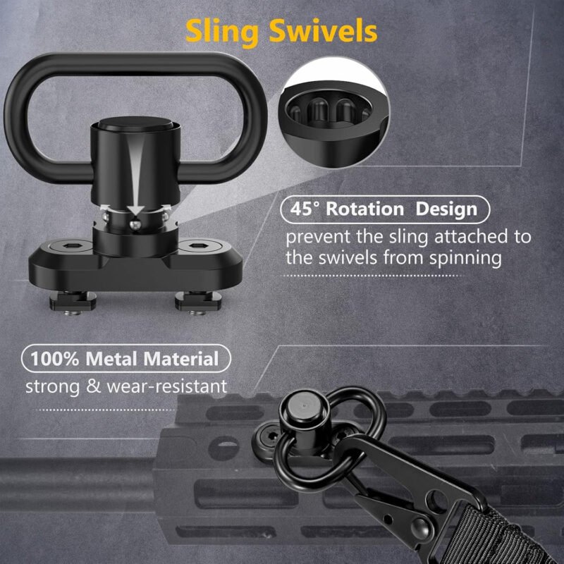 CVLIFE Two Point Sling with 2 Pack Anti-Rotation Sling Swivels,Adjustable Length Rifle Sling Elastic Cord Design Traditional Sling for Outdoor