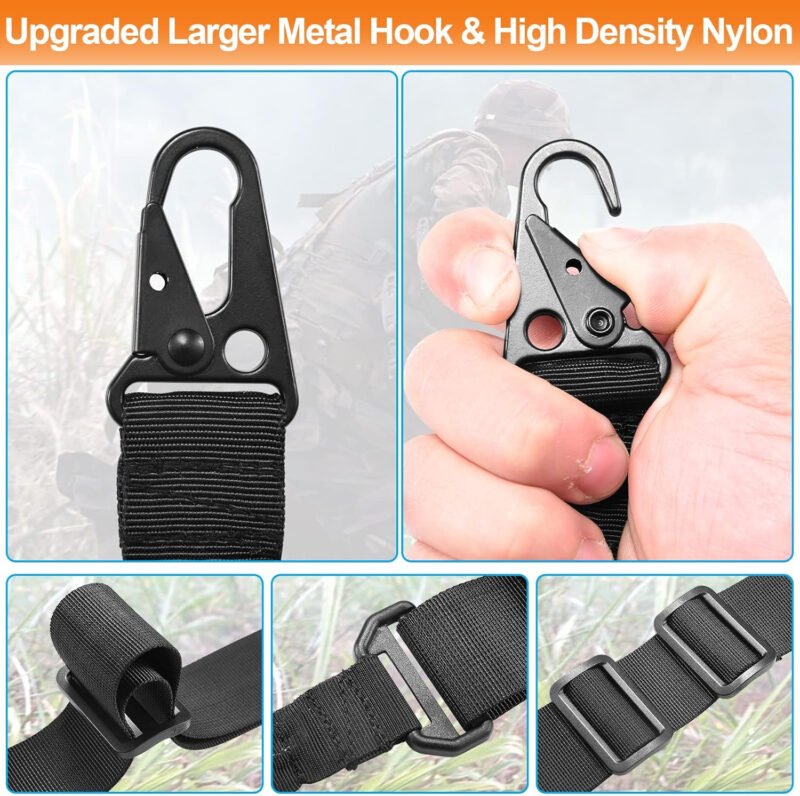 Two Point Traditional Sling with Mounts – Adjustable Extra Long Two Point Traditional Sling with 2 Pack 1.25″ QD Sling Rail Swivel Mounts for Mlock