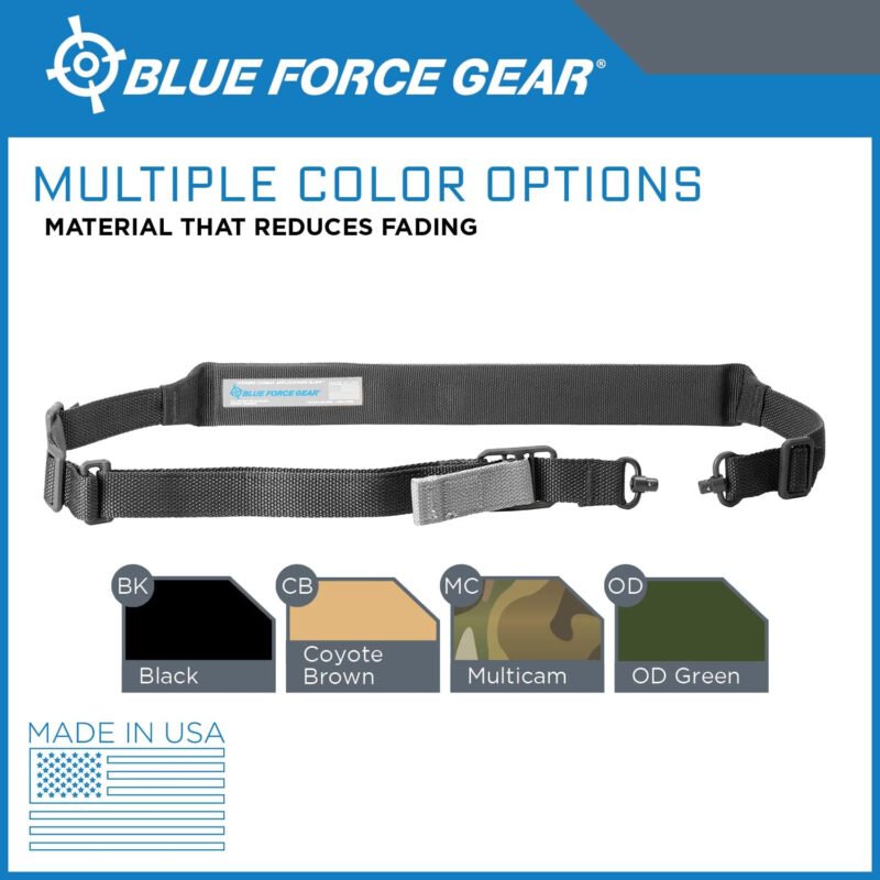 Blue Force Gear Padded Vickers Sling – 2 Point Padded Sling with Swivels – 57 – 67 inches