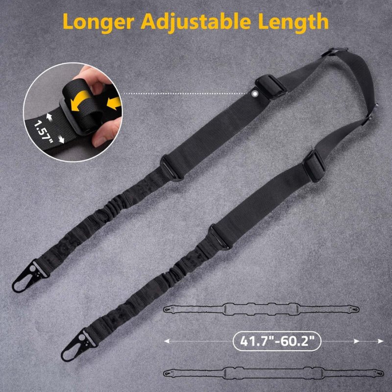 CVLIFE Two Point Sling with 2 Pack Anti-Rotation Sling Swivels,Adjustable Length Rifle Sling Elastic Cord Design Traditional Sling for Outdoor