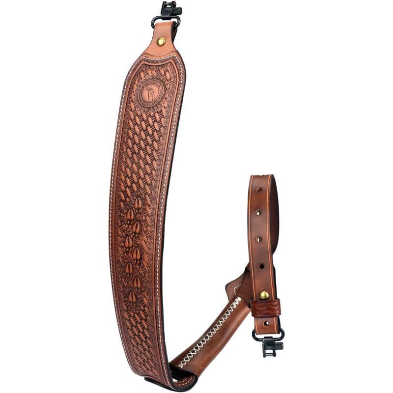 TOURBON Vintage Leather Rifle Sling with or Without Swivels Hunting Gun Strap for Shotgun with Thumb Loop