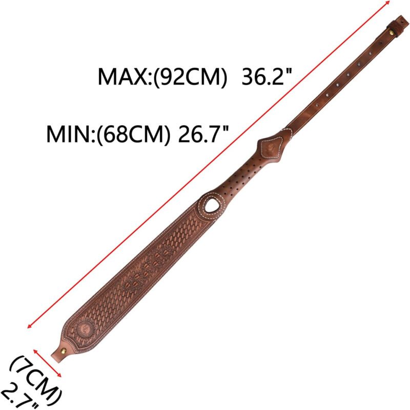 TOURBON Vintage Leather Rifle Sling with or Without Swivels Hunting Gun Strap for Shotgun with Thumb Loop