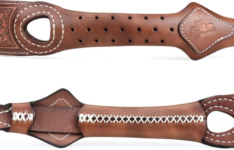 TOURBON Vintage Leather Rifle Sling with or Without Swivels Hunting Gun Strap for Shotgun with Thumb Loop
