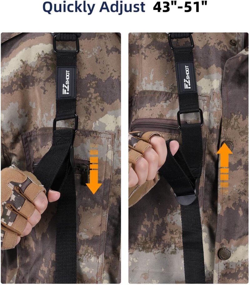 EZshoot 550 Paracord Sling Quick Adjust Two Point Rifle Sling with Larger Opening Tri-Lock Swivels for Outdoor Sports