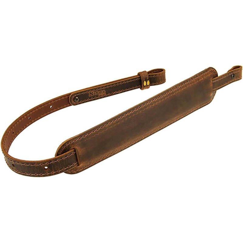 BF500 Buffalo Leather Padded Rifle Gun Sling, Crazy Horse/Brown Stitched, Black, Amish Handmade