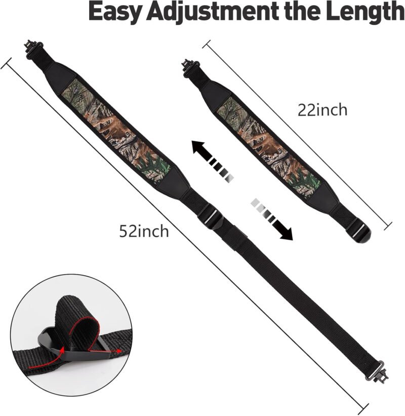 BOOSTEADY Two Point Gun Sling with Swivels,Durable Shoulder Padded Strap,Length Adjuster