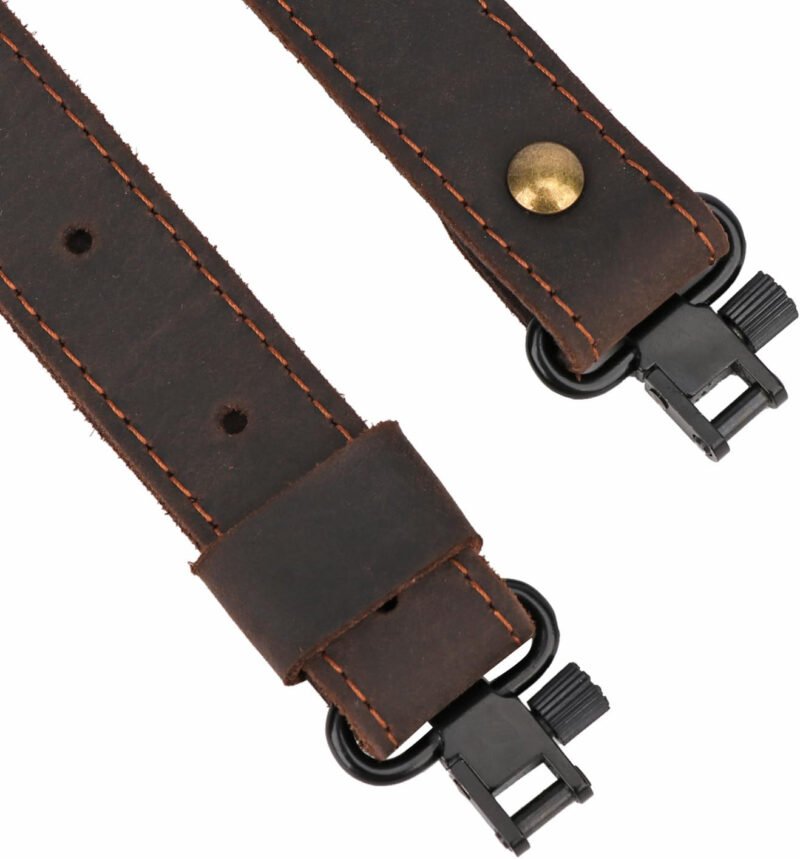 TOURBON Universal Leather Rifle Sling Comfortable No Slip Gun Carrying Strap with Swivels