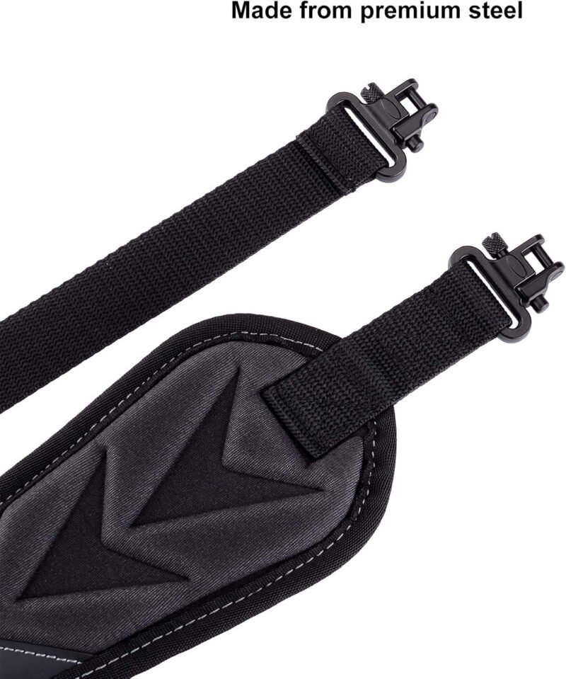 BOOSTEADY Two Point Gun Sling with Shoulder Pad, Gun Strap with Swivel, Non-Slip Backing, 1 Inch Nylon Webbing