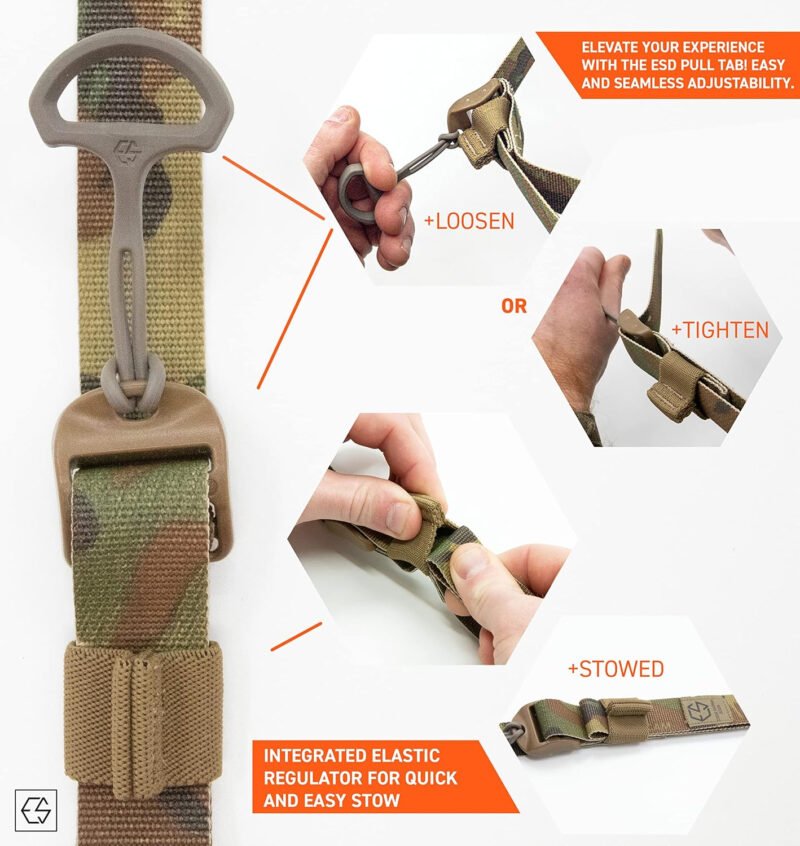 ESD Sling Tactical Rifle Sling | Two-Point | Mil-Spec | Quick Adjust | Lightweight | Integrated Elastic Retention | Trusted by Special Operations | USA Made