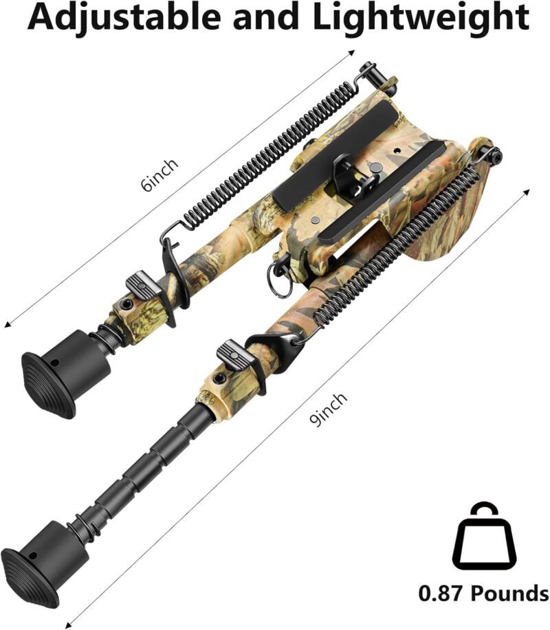 CVLIFE 6-9 Inches Picatinny Bipod Adjustable Spring Return with Picatinny Adapter