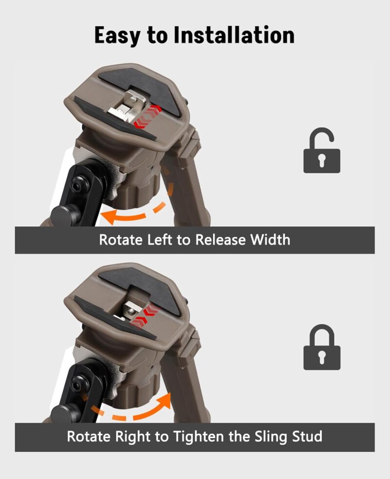 MidTen Sling Swivel Stud Bipod for Rifle Bipod for Sling Stud Mounting System Bipod for Hunting and Shooting