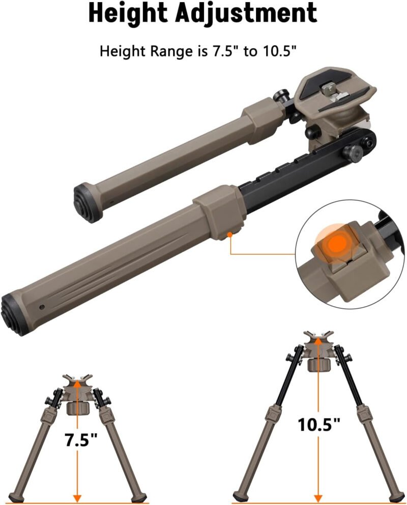 MidTen Sling Swivel Stud Bipod for Rifle Bipod for Sling Stud Mounting System Bipod for Hunting and Shooting