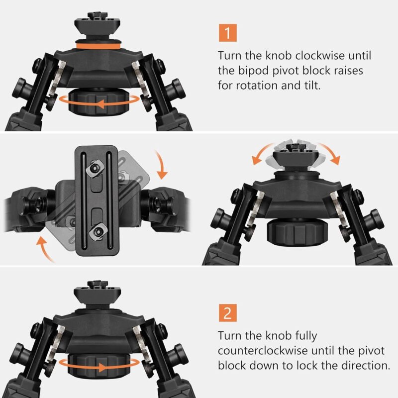MidTen Tactical Bipod Compatible with M-Rail Bipod Swivel Tilt Sturdy Height Adjustment for Hunting and Shooting