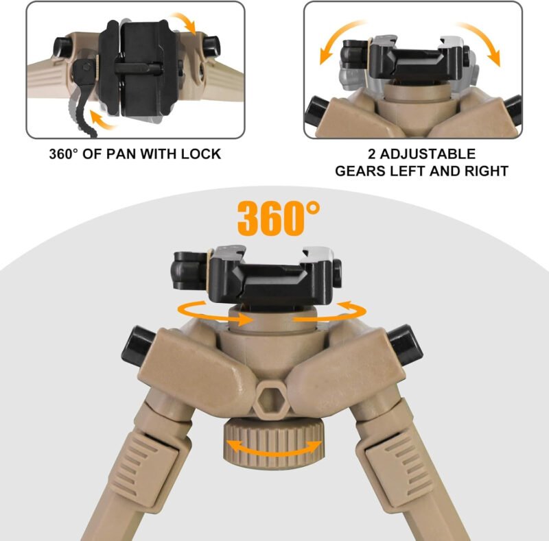 Tactical Durable Sturdy Portable Bipod Picatinny Quick Detach Head for Rifles with 6 Adjustable Heights for Shooting Hunting Accessories