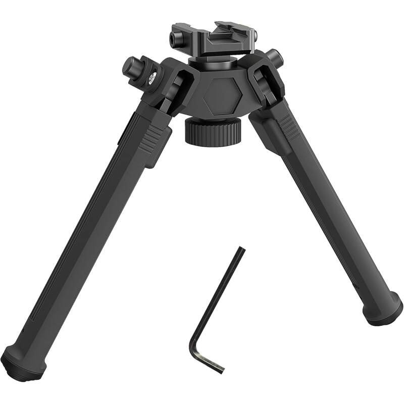 UUQ QV14 Tactical Portable Rifle Bipod, Picatinny and Mlok Mounting Options, 360 Degree Swivel, 7 Adjustable Height, Made of Lightweight High-Strength Polymer