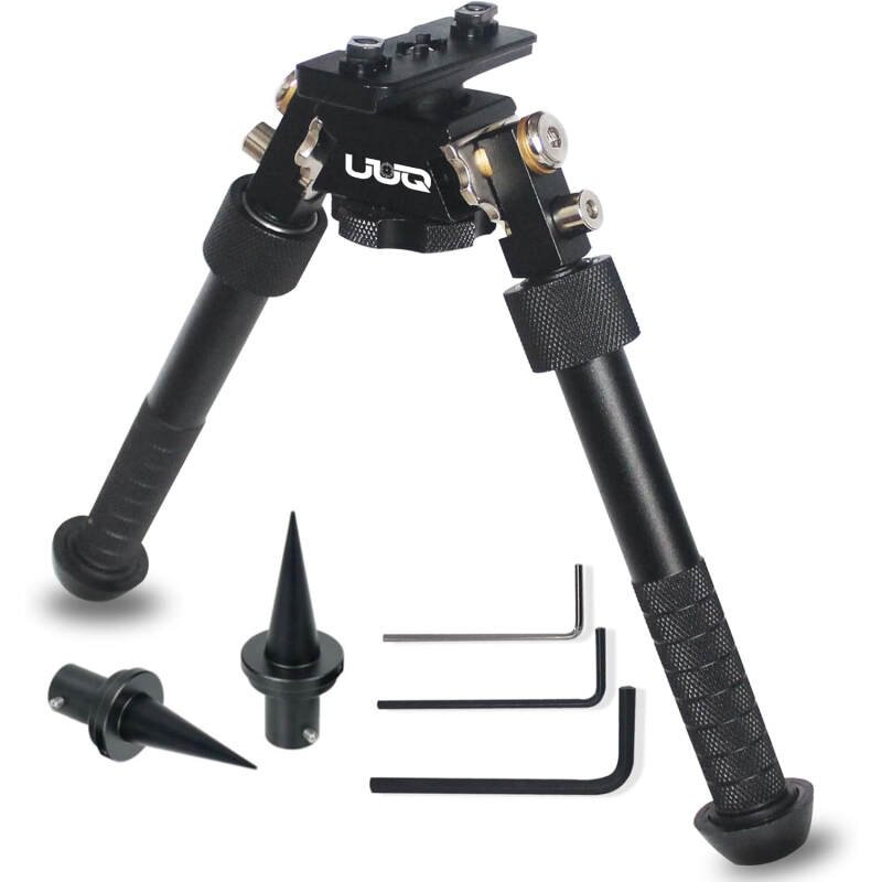 UUQ QV8 6-9 Inches Tactical Rifle Adjustable Bipod for Hunting and Shooting, Mount Base for Mlok Handguards, Directly Attach to M-Rail System, w/Spike Feet