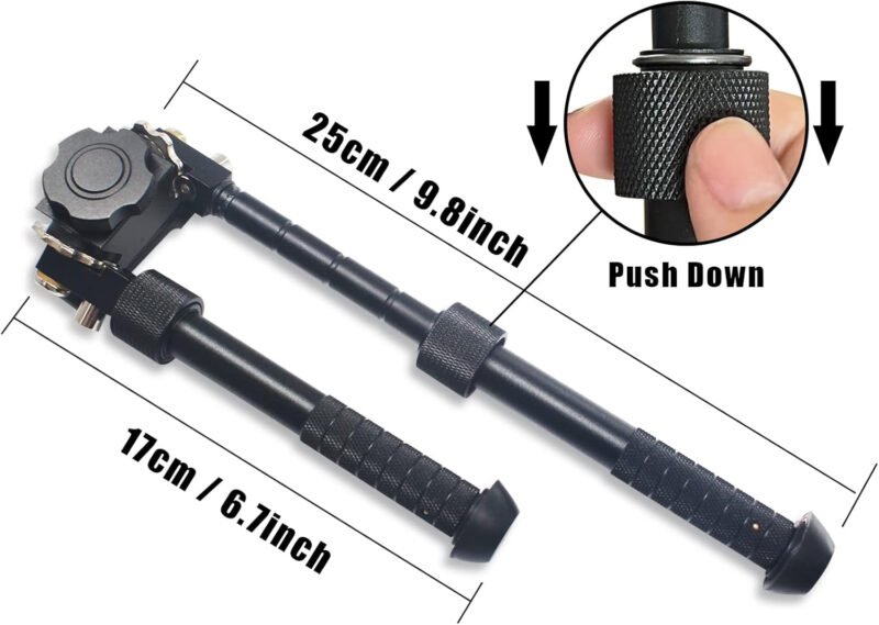 UUQ QV8 6-9 Inches Tactical Rifle Adjustable Bipod for Hunting and Shooting, Mount Base for Mlok Handguards, Directly Attach to M-Rail System, w/Spike Feet