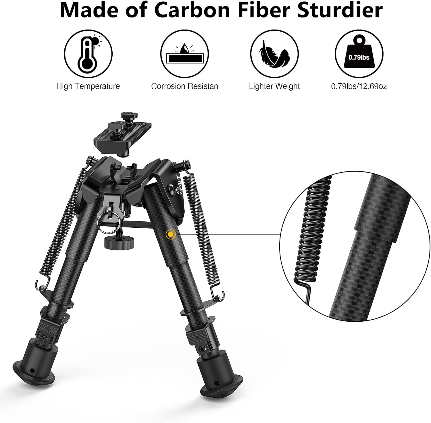 CVLIFE 6-9 Inches Bipod with Adapter for M-Rail