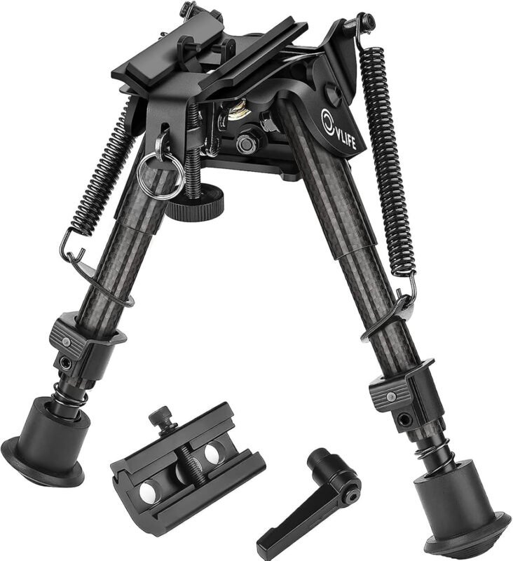 CVLIFE Rifle Bipod with Pivot Tilt, Swivel Stud, and Detachable S Lock Lever for Stability and Target Shooting
