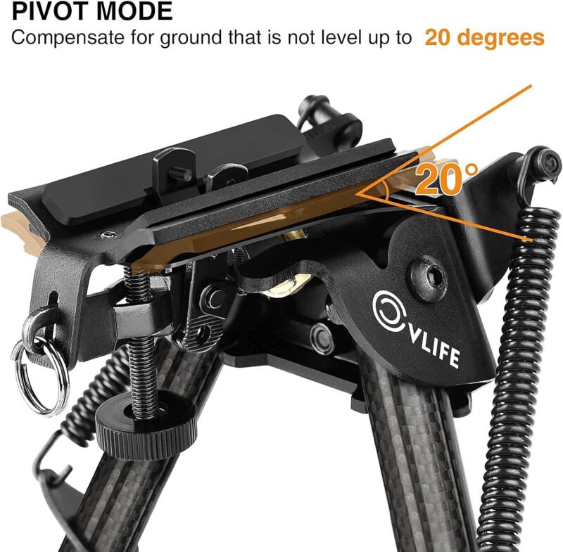 CVLIFE Rifle Bipod with Pivot Tilt, Swivel Stud, and Detachable S Lock Lever for Stability and Target Shooting