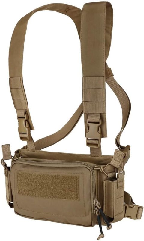 KRYDEX Tactical Chest Rig with Triple 5.56/7.62 Mag Pouch Insert 9mm Mag Pouches and X Harness